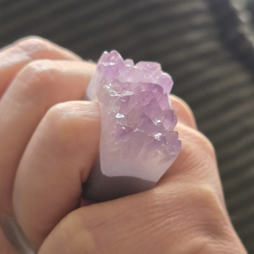 Amethyst Crystal Cluster Statement Ring - Lavender Purple